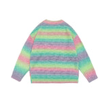 Autumn Winter Stripe Rainbow Color Chic High Streetwear Men Sweater Shirt Unisex Couple Women Sweatshirt Pullover Casual Hip Hop jinquedai