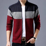 Spring Winter New Men's Cardigan Single-Breasted Fashion Knit  Plus Size Sweater Stitching Colorblock Stand Collar Coats Jackets jinquedai