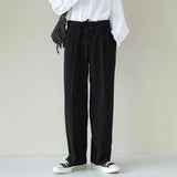 Jinquedai  New Spring Summer Men's Casual Straight Classic Black Rose High Waist Pants Korean Wide Leg Trousers For Men jinquedai