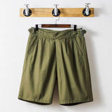 Jinquedai Vintage Gurkha Shorts Men Safari Style High Waist Buckle Button Knee Length Naples Pants Summer Casual Loose Shorts High Quality jinquedai