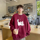 Men's Oversized Hoodie White Fashion 5XL Funny Hoodies Oversize for Men Cat Print Man Casual Wear Hoody Male Sweatshirt jinquedai