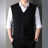 Jinquedai Fleeced Warm Sweaters Male Thick Sleeveless Men's Knitted Vest Harajuku High Quality Y2k Korean Fashion Top Cashmere Waistcoat jinquedai