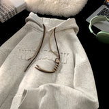 Jinquedai  Embossed Letters Casual Hooded Sweatshirt Basic Colours Drawstring Clash Hoodie Loose Comfortable Men Women Hoodies jinquedai