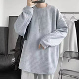 Korean Men Sweatshirts Hip Hop Solid Color Basic O Neck Oversized Pullovers  Autumn Fashion Casual Long Sleeve Tops jinquedai