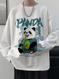 Jinquedai  Cute Panda Men's Chinese Style Graphic T-shirts Oversize Autumn O-neck Clothing Tops Long Sleeve Casual Male Cotton Tee jinquedai
