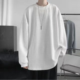 Korean Men Sweatshirts Hip Hop Solid Color Basic O Neck Oversized Pullovers  Autumn Fashion Casual Long Sleeve Tops jinquedai