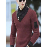 Jinquedai 2024 New Pullover American Men's Scarf Collar Sweater Knitted Sweater Long Sleeved Knitwear Men Women Spliced Sweater Jacket jinquedai