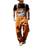 Jinquedai Men's Fashion Streetwear Denim Overalls Men Relaxed Fit Overalls Workwear With Adjustable Straps And Convenient Tool Pockets jinquedai