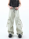 Korean Parachute Cargo Pants Men Hip Hop Wide Leg Cargo Trousers Male Streetwear Loose Casual Men Clothing Safari Style jinquedai