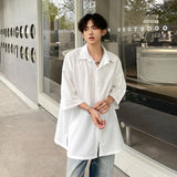 Jinquedai Summer Short Sleeved Shirt Men Fashion Oversized Casual Shirt Men Streetwear Korean Loose White Shirts Men Formal Dress Shirt jinquedai