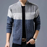 Spring Winter New Men's Cardigan Single-Breasted Fashion Knit  Plus Size Sweater Stitching Colorblock Stand Collar Coats Jackets jinquedai