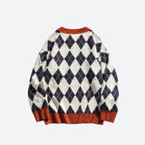 Jinquedai Vintage Argyle Knitted Sweater Jinquedai