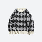 Jinquedai Vintage Argyle Knitted Sweater Jinquedai