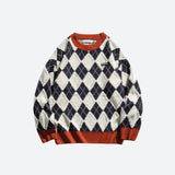 Jinquedai Vintage Argyle Knitted Sweater Jinquedai