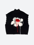 Jinquedai Weirdcore Flower Embroidered Knitted Sweater Vest Jinquedai