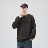 Jinquedai boy outfits Autumn and Winter Cotton Sweater Men's Loose Ins Retro plus Size Sweater Fat round Neck Thickened Winter Sweater mysite