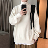 Jinquedai Men Oversized Turtleneck Sweaters Winter Korean Fashions Pullover Harajuku Black Knitwear jinquedai