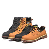 Boots Men Steel Toe Safety Work Boots Spring Autumn High Top Non-slip Outdoors Man Protective Work Shoes Protection Footwear jinquedai