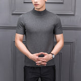 MRMT Brand New Autumn Men's Sweater Pure Color Semi-high Collar Knitting for Male Half-sleeved Sweaters Tops jinquedai