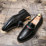 Jinquedai  Spring Summer Style Mens Loafers for Wedding Party Dance Black Brown Genuine Leather Slip on Men's Dress Shoes Casual Business jinquedai