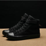 Fashion New Men Light Breathable Canvas Casual All Black white High top Solid Color Sneakers Shoes Couple vulcanized Women boots jinquedai