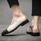Jinquedai British Stylist Trend Men's  Color Patchwork Shoes Male Moccasins Wedding Prom Homecoming Office Footwear Zapatos Hombre jinquedai