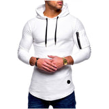 Jinquedai Streetwear Casual Men's Hooded Long Sleeve T-shirt Top Outdoor Fashion Sleeve Zipper Pocket Cotton Men's T-shirt jinquedai