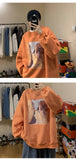 Jinquedai Men Streetwear Harajuku Sweatshirts Oil Painting Loose Sweatshirts O-neck Hip Hop Male Pullovers Vintage Korean Style Hoodies jinquedai