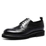 Men Genuine Cow Leather Brogue Wedding Business Mens Casual Flats Shoes Luxury Brand Oxford Shoes For Men's Shoes  Spring jinquedai