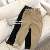 Jinquedai  Khaki/Black Corduroy Pants Men Fashion Solid Color Retro Casual Straight Pants Men Streetwear Harem Pants Mens Trousers M-3XL jinquedai