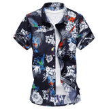 Men Fashion  New Red Car Printed Mens Hawaiian Shirt Streetwear Holiday Casual Short Sleeved Floral Camisa Plus Size M-7XL jinquedai