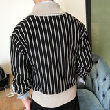 Autumn British Stripe Double Breasted Coat Men Personalized Slim Lapel Sweater Cardigan Trend Los Hombres Abrigos Heren Vesten jinquedai