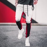 Cotton streetwear new casual men's trousers hip-hop outdoor fashion slim casual pants stitching stretch fitness sports pants jinquedai