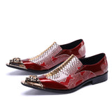 Luxury Handmade Men's Shoes Pointed Toe Leather Dress Shoes Men Slip on Gold Oxfords for Men Partry/Wedding, EU38-46 jinquedai