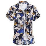 Men Fashion  New Red Car Printed Mens Hawaiian Shirt Streetwear Holiday Casual Short Sleeved Floral Camisa Plus Size M-7XL jinquedai