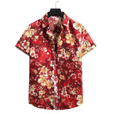 Pink Floral Hawaiian Shirt Men Chemise Homme Summer New Short Sleeve Beach Aloha Shirts Men Casual Button Up Shirt Male XXL jinquedai
