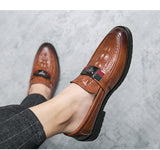 Genuine Leather Cowhide Brand Luxury Men Casual Driving Designer Brown Black Loafers Mens Moccasins Italian Wedding Dress Shoes jinquedai