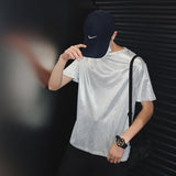 Summer Bright Color Short-sleeved T-shirt Men's Fashion Casual O-neck Hip-hop T Shirt Men Streetwear Wild Loose Tshirt Male jinquedai