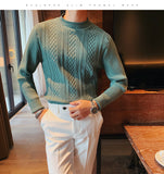 Jinquedai Top Quality Autumn Winter Turtleneck Solid Twist Sweater Men Clothing All Match Slim Fit Casual Knit Pullovers Pull Homme jinquedai