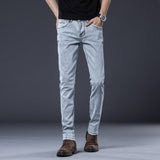 Jinquedai  Skinny Denim Jeans Men Slim Fit Stretch Mens Jeans Pant Gray Blue New jinquedai
