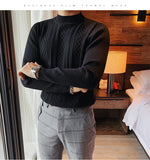 Jinquedai Top Quality Autumn Winter Turtleneck Solid Twist Sweater Men Clothing All Match Slim Fit Casual Knit Pullovers Pull Homme jinquedai