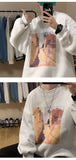 Jinquedai Men Streetwear Harajuku Sweatshirts Oil Painting Loose Sweatshirts O-neck Hip Hop Male Pullovers Vintage Korean Style Hoodies jinquedai