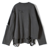Vintage Streetwear Hole Sweatshirt Men Fashion 2021 Autumn Pullover Solid Color Harajuku Cotton Tops Casual Loose jinquedai