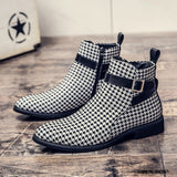 Jinquedai  New Winter Fashion Pointed Buckles Chelsea Ankle Boots Trend Men's Casual Luxury High-top Shoes Zapatos Hombre Vestir jinquedai