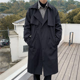 Autumn Tide Brand Windbreaker Male Mid-length Korean Ins Couple Handsome Knee-length Cloak Loose Coat Jacket jinquedai