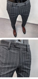 Jinquedai Suit Trousers for Men New High-quality Stripes Slim Dress Suit Pants Fashion Casual Mens Clothing Formal Full Length Pants jinquedai