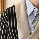 Autumn British Stripe Double Breasted Coat Men Personalized Slim Lapel Sweater Cardigan Trend Los Hombres Abrigos Heren Vesten jinquedai