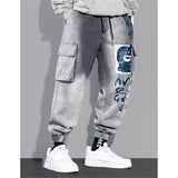 Jinquedai Big Pocket Denim Pants Men Casual Printed Jeans Chic Korean Fashion Loose Male Plus Size Jeans Pour Hommes jinquedai