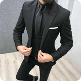3 Pieces Mens Suits for Wedding Double Breasted Vest Slim Fit Groom Suits Italian Handsome Wedding Tuxedos Jacket+Pants+Vest jinquedai