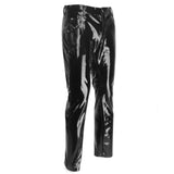 Shiny PVC Latex Trousers Men Motorcycle Black Mens Pants Fashion Faux Leather Riding Waterproof Motor Biker Male Street Pants jinquedai